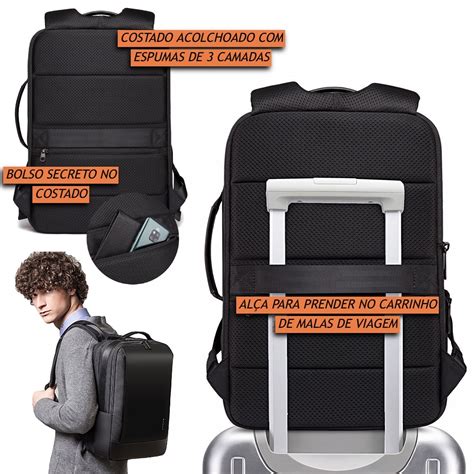 Mochila Masculina Executiva Antifurto Impermeável para Notebooks de Até