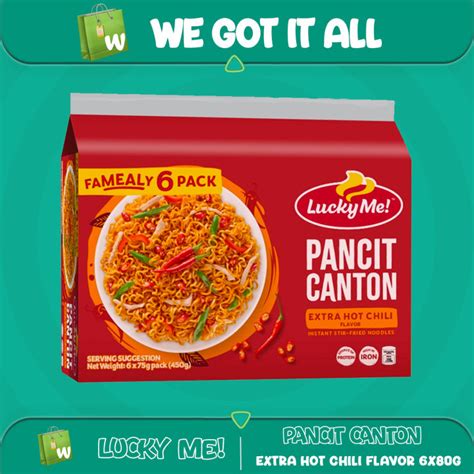 Lucky Me Pancit Canton Extra Hot Chili Flavor Multipack 80gx6 480G Lazada PH