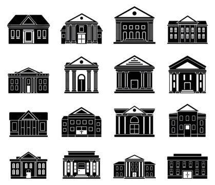 City Courthouse Icons Set Courthouse City Governance Png And Vector