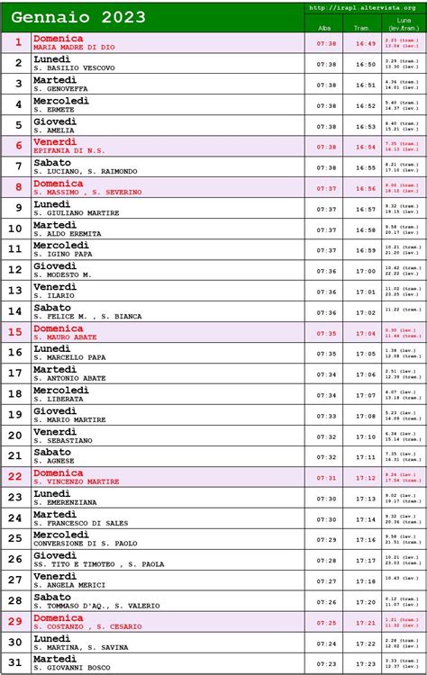 Calendario Gennaio 2023 Con Festività E Fasi Lunari