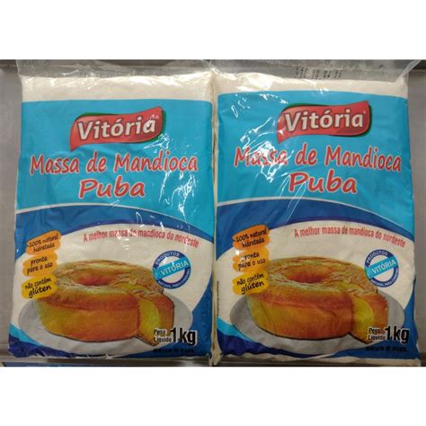 Massa de bolo Puba de mandioca Vitória kit 2 kilos Shopee Brasil