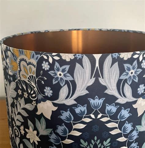 Dark Blue Floral Lampshade Purplecatshandmade