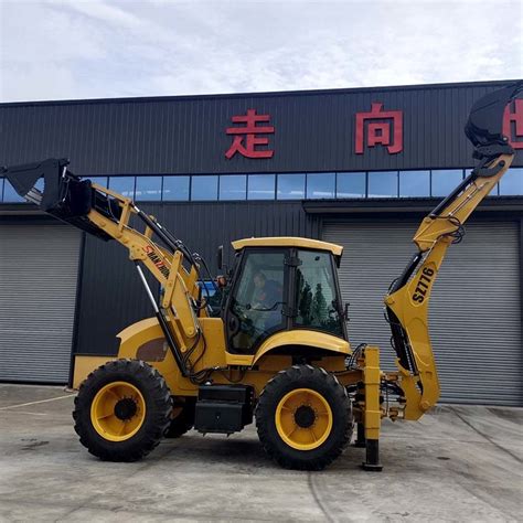 Wheel Type Backhoe Loader With Four Wheel Steering Crab Walking