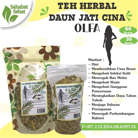 Jual 100 ORI TEH HERBAL DAUN JATI CINA OLFA 30 Gram 30gr 30g Obat