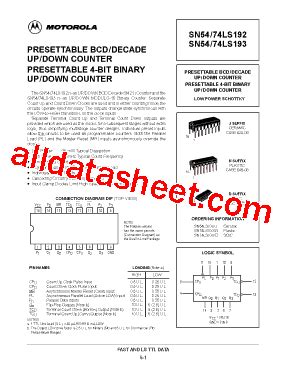 74LS192N 数据表 PDF ON Semiconductor