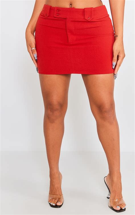 Shape Red Woven Micro Mini Skirt Prettylittlething Sa