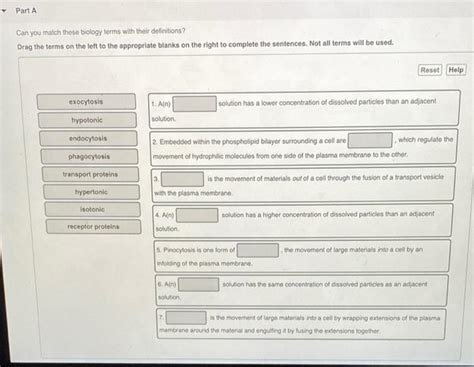 Solved Part A Can You Match These Biology Terms With Their Chegg