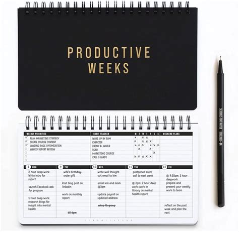 Weekplanner Met Spiral Binding En Gratis Pen Ongedateerde