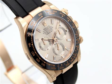 Rolex Daytona K Rose Gold Oysterflex Sundust Baguette Diamond Dial