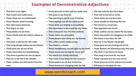 Examples Of Demonstrative Adjectives Word Coach