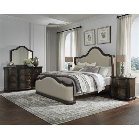 Pulaski Cooper Falls Pc Upholstered Bedroom Set In Otter By Dining