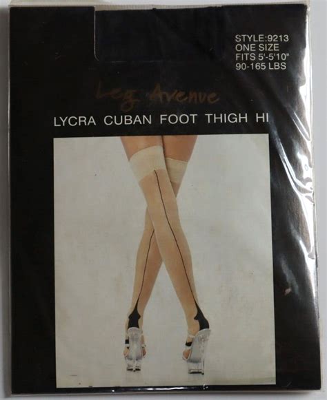 Leg Avenue Black Cuban Foot Thigh High Stocking 9213 Back Seam Sealed