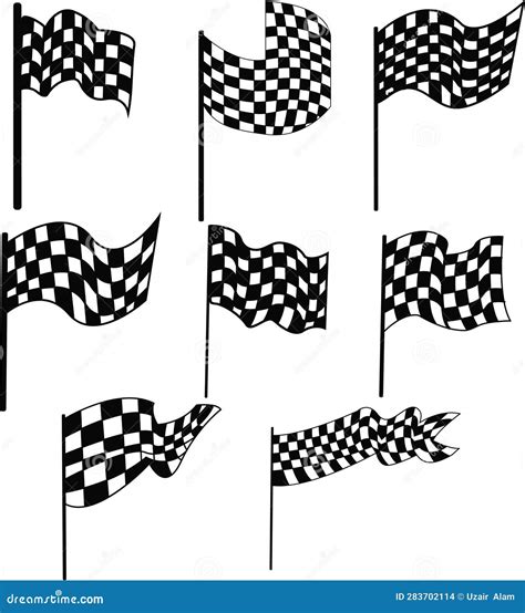 Two Crossed Checkered Flag Nascar Stock Vector Illustration Of Drag