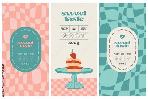 Vector hand drawn food packaging label design template bundle for cafe ...