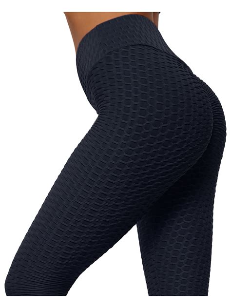 Dodoing Womens Honeycomb High Waist Yoga Pants Tummy Control Slimming