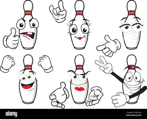 A Vector Set Of Bowling Pins To Play In Different Situations Drawing