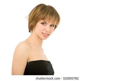 Portrait Beautiful Brunette Isolated On White Stock Photo 102005782 Shutterstock