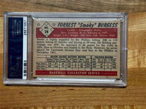 Bowman Color Smokey Burgess Psa Exmt Nicely Centered Ebay