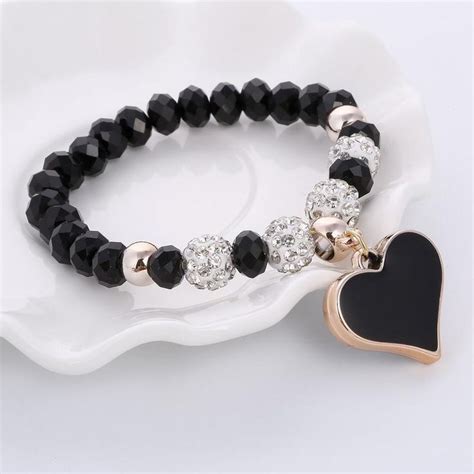 Crystal Heart Beads Bracelet | Beaded bracelets, Bracelet designs ...