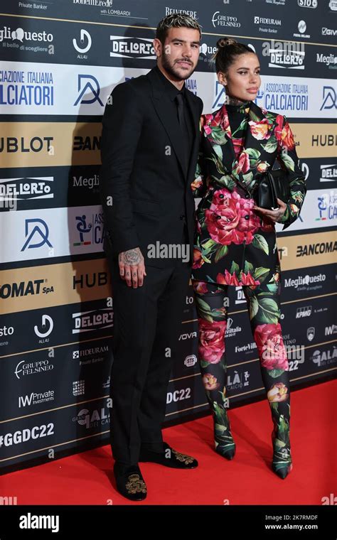 Theo Hernandez Milan And Zoe Cristofoli During The Gran Gala Del