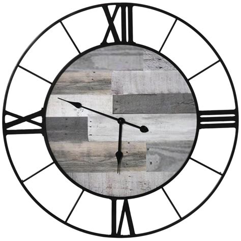 Homcom 32 Inch Large Wall Clock Silent Non Ticking Metal Farmhouse Roman Numeral Clocks For