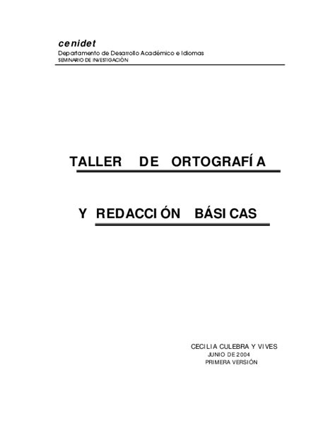 Pdf Taller De OrtografÍa Y RedacciÓn BÁsicas Emmanuel Ulage Reyes