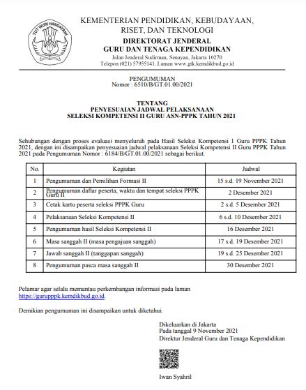 Info Terbaru Penyesuaian Jadwal Pelaksanaan Seleksi Kompetensi Tahap