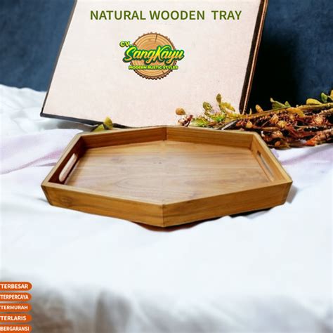 Jual Nampan Kayu Jati Mahoni Teak Wooden Tray Nampan Serbaguna Baki