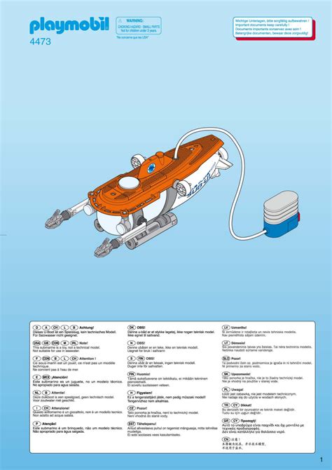 Manual de uso Playmobil set 4473 Waterworld Submarino de investigación