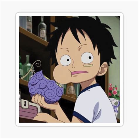 "luffy eats a devil fruit" Sticker for Sale by WhiteTPoison | Redbubble