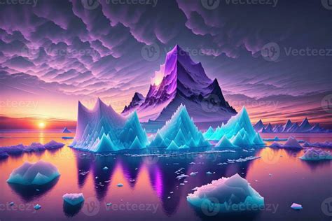 a large iceberg floating in the ocean at sunset by 24083993 Stock Photo at Vecteezy