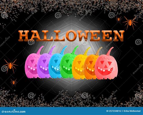 Happy Rainbow Halloween Pumpkins Stock Photo Image Of Celebrate