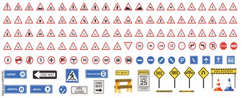 Road Signs Vector Traffic Sign Highway Warning Priority Prohibitory