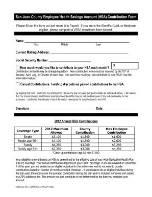 Fillable Online Employee HSA Contribution Form Fax Email Print PdfFiller