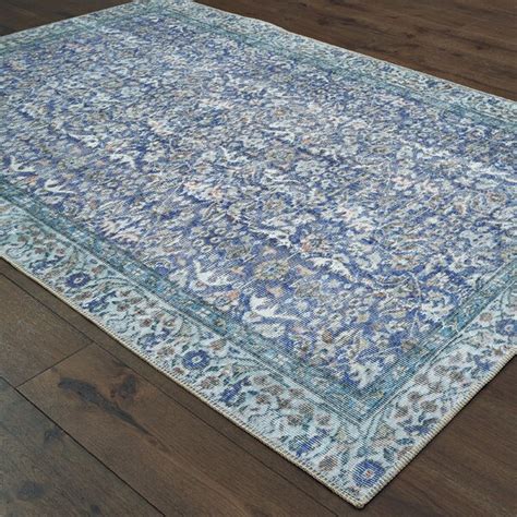 Bungalow Rose Mclamb Machine Woven Power Loomed Blue Rug Wayfair