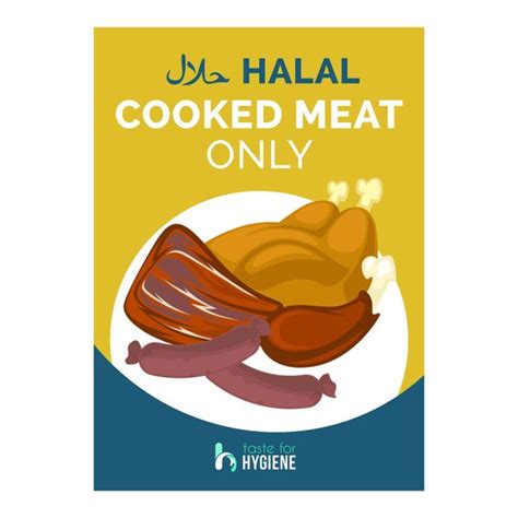 Cooked Meat Only Signsticker Halal A4a5 A4