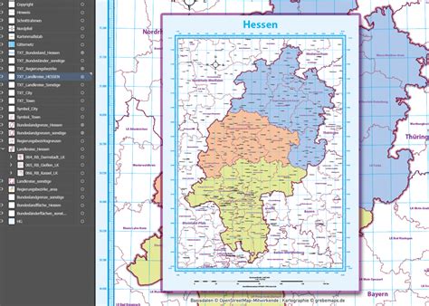 Hessen Vektorkarte Regierungsbezirke Landkreise Grebemaps Kartographie