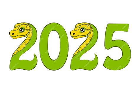 L'année 2025 du serpent Numéro de dessin animé 2025 | Vecteur Premium