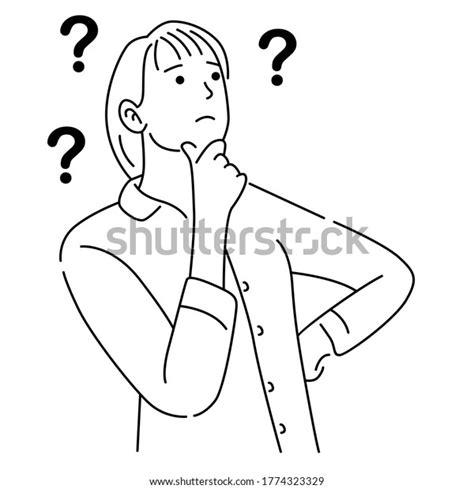 Thinking Woman Question Marks Cartoon Style Stock Vector Royalty Free 1774323329 Shutterstock