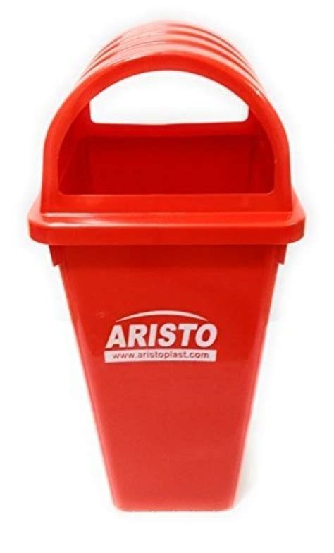 Hdpe Rectangular L Aristo Red Dome Lid Waste Bin For Garden Size