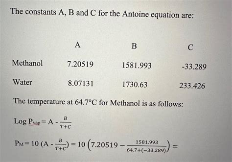 Solved Please Calculate The Vapor Pressures For Both