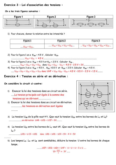 La Tension Lectrique Corrig S Rie D Exercices Alloschool