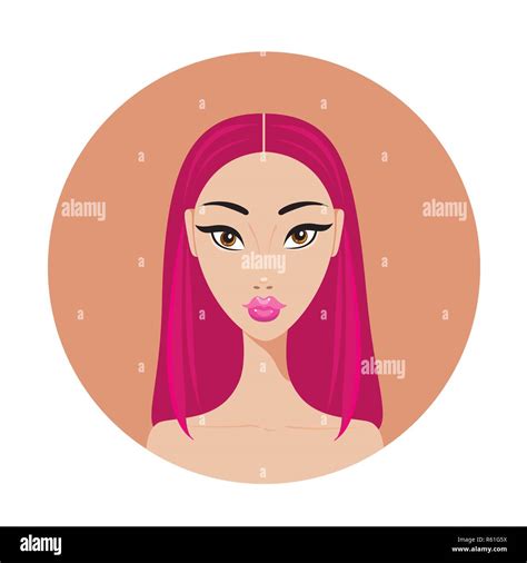 Young Asian Woman With Dyed Red Hair Looks Stylish Beautiful Vector