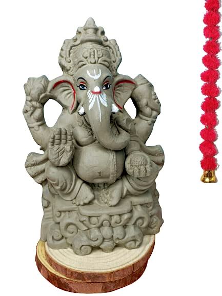 Buy Coral Tree Clay Eco Friendly Plain Ganesh Ji With Plantable Seeds