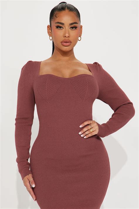 Alyssa Ribbed Midi Dress Mauve Fashion Nova Dresses Fashion Nova