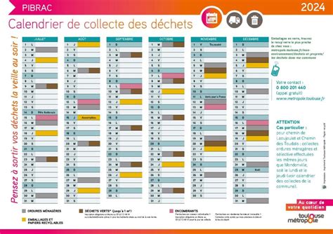 CALENDRIER DE COLLECTE DES DÉCHETS 2024 Mairie de Pibrac