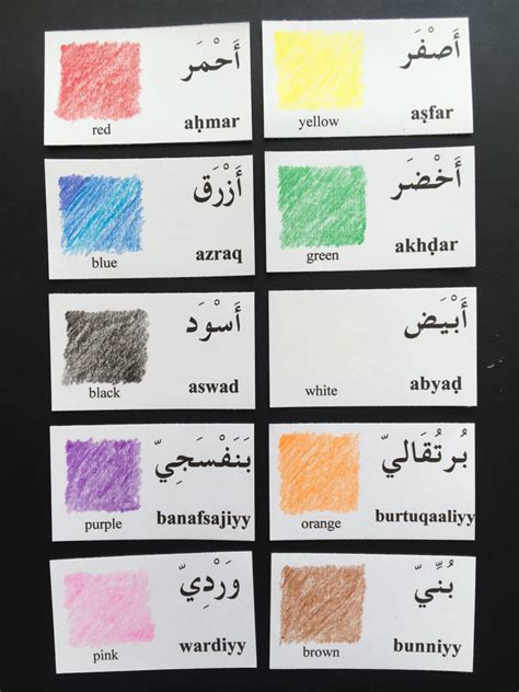 Color Words In Arabic