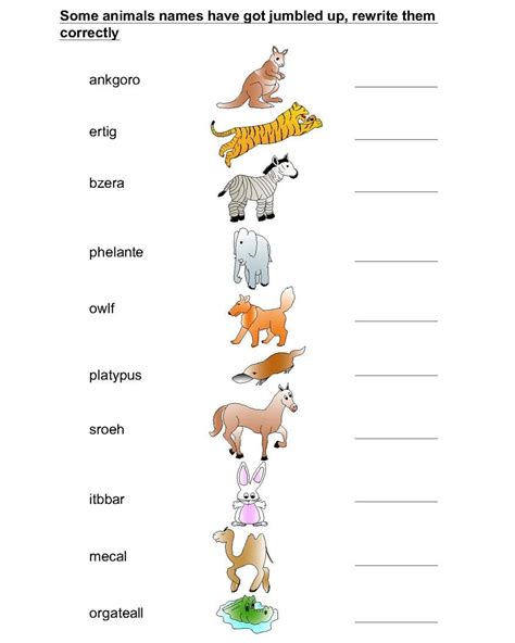 Animal Names Worksheets Worksheetscity