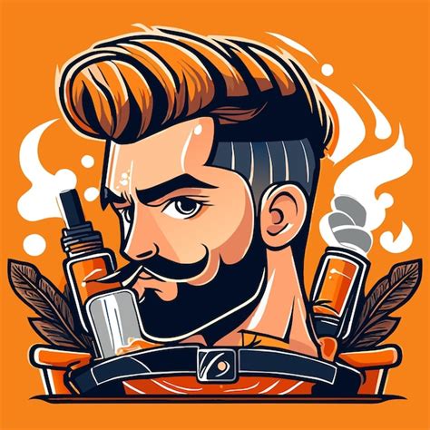 Barbershop Barba Hombre Corte De Pelo Hipster Dibujado A Mano Plano