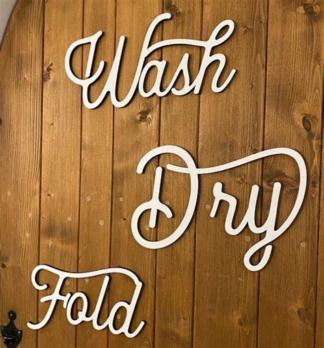 Wash Dry Fold Word Cutouts Laundry Room Sign Farmhouse Etsy